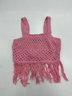 ASOS DESIGN ピンク フリンジ タンクトップ Sのサムネイル