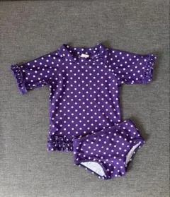 Ruffle Butts ベビー水着 12-18ヶ月 紫×白ドット