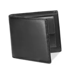 メンズ 二つ折り財布 大容量 コンパクト スキミング防止 黒 ブラック