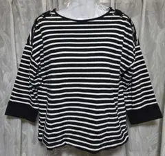 ラルフローレン　黒と白のストライプ 七分袖カットソー