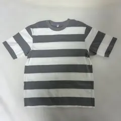 ユニクロ　ボーダーTシャツ　グレー ×ホワイト　M