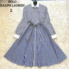 【極美品】ポロラルフローレン　ロングシャツワンピース　リボンベルト　ストライプ2