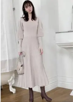GRL プリーツバックリボンニットワンピース dr416