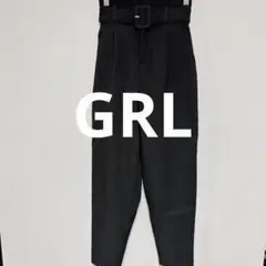 GRL ブラック ベルト付き ハイウエストテーパードパンツレディース 142