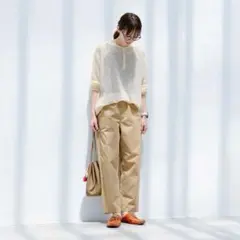 無印　洗いざらしコットンイージーテーパードパンツ　Ｓ