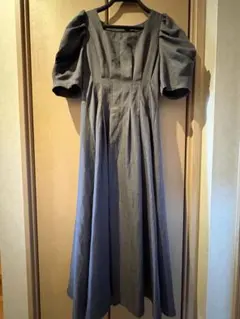 NATURAL BEAUTY BASIC グレー パフスリーブ ロングワンピース