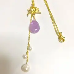 アメジストと淡水パールの2way睡蓮ネックレス