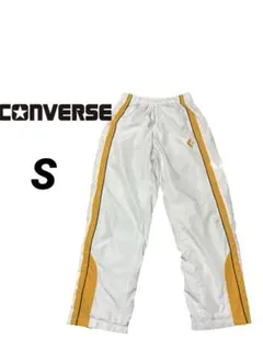 CONVERSE メンズストライプパンツ ホワイト/イエローSサイズ
