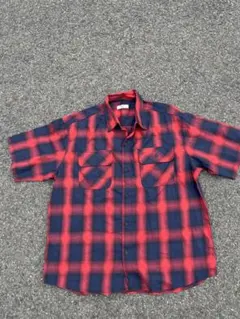 赤紺チェック柄半袖シャツ アメカジ ストリート 海外ストリート