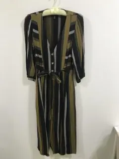 ☆ZARA★ストライプ 七分袖ワンピース【Lサイズ】