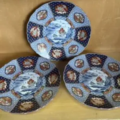 美濃焼 庫山窯 皿 約25cm 3枚 金彩 古伊万里 山水
