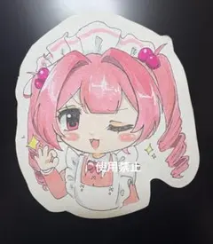 萌え絵 手描きイラストピンクのメイドさん