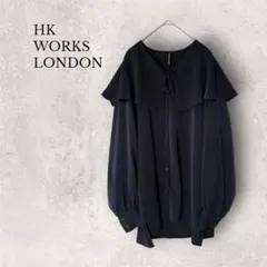 【美品】HK WORKS LONDON ビッグカラー長袖ブラウス 黒 LLサイズのサムネイル