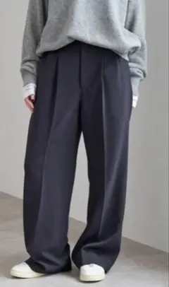 スピックアンドスパン　ダブルクロスツータックパンツ　ネイビー