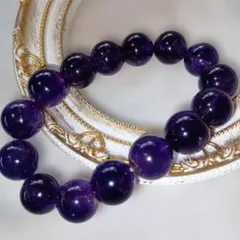 即購入OKアメジストブレスレット１３ミリ玉内径約16センチメンズにも