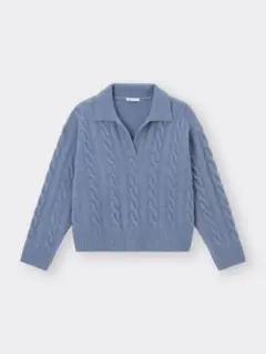 GU パフィータッチスキッパーケーブルセーター ブルー