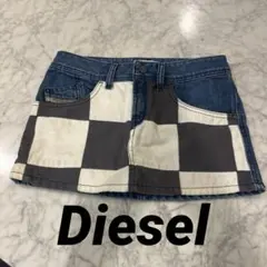 DIESEL デニムミニスカート チェッカーフラッグ柄 サイズ24のサムネイル