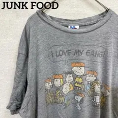 ジャンクフード ピーナッツ 柄 クルーネック 半袖Tシャツ L 灰 スヌーピーのサムネイル