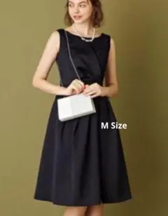 AIMER エメ サテンタックアシンメトリースカート パーティードレス ネイビー