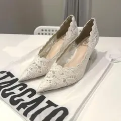 STACCATO ホワイト レース ハイヒール　パンプス