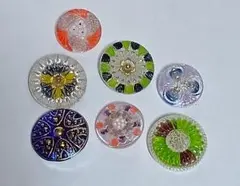 ベネチアンガラス ミルフィオリ ガラス細工 ７個まとめ売り　ハンドメイド　美品 ベネチアンガラス ミルフィオリ ガラス細工 7個まとめ売り