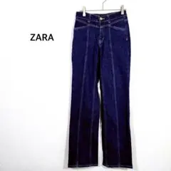 ZARA ザラ◉デニムパンツ ジーンズ S~M相当 インディゴ ハイウエスト