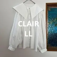 CLAIR セーラーみたいな襟がかわいい！ボリューム袖　長袖ブラウス　白　LLのサムネイル