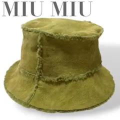 MIU MIU ミュウミュウ ムートンハット レザー メンズ 帽子 キャップ