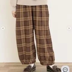 ◆414◆サマンサモスモス◆チェック柄アソートバルーンパンツ◆ブラウン◆Мサイズ