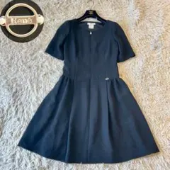 ルネ René フロントジップ フレアワンピース パール ブラック 半袖