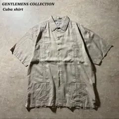 Cuba shirtキューバシャツ四つポケ古着ブラウンベージュH/Sドレープ美品