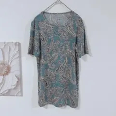 ジョルジュレッシュ　 ペイズリー柄　半袖チュニック　Tシャツ　ターコイズ　S