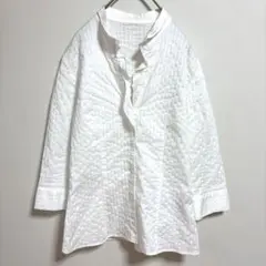 プロポーションボディドレッシング フリル襟ブラウス 白 サイズ3 ストライプL