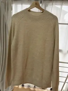 リブ編みニットセーター XL クリーム色