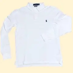 ⑦【土日発送】Polo Ralph Lauren ホワイト 長袖ポロシャツ