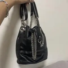 ZARA ブラック 巾着型 ショルダーバッグ チェーンのサムネイル