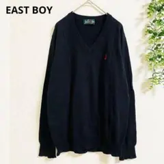 イーストボーイ Vネックニット　セーター　L ロゴ刺繍　シンプル　スクール✨