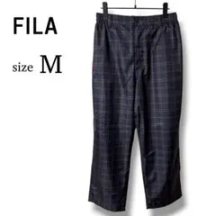 【極美品】FILA パンツ M チェック柄 ナイロン ゴルフウェア フィラ