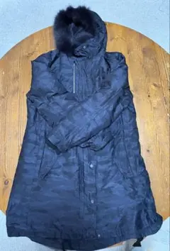 ICBネイビー迷彩柄ダウンフードロングコート42サイズ