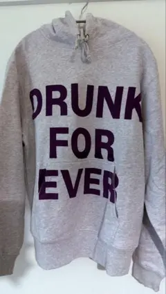 DRUNK FOR EVER グレー パーカー