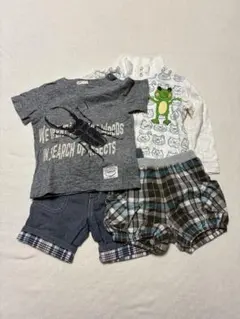 サンカンシオン　カエルプリントTシャツとショートパンツセット 90 ジップアップのサムネイル