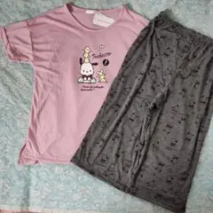 新品 L サンリオ ポチャッコ T シャツ & 七部丈総柄ズボンパジャマのサムネイル
