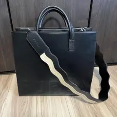 FURLA ブラックレザートートバッグ メンズ PC 別売りショルダーストラップ