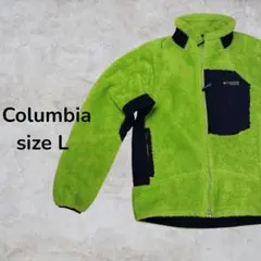 Columbia ボアジャケット　フリース　黄緑　ロゴ　ジップアップ　秋冬　古着
