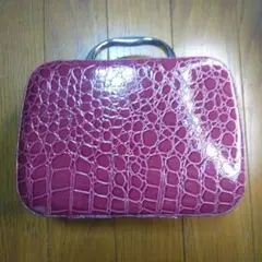 ワインレッド クロコダイル風ポーチ20x14x8cm