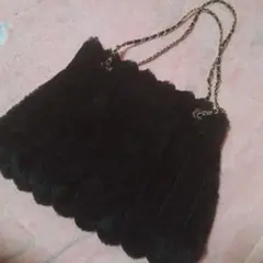 ブラック ファー ハンドバッグ チェーンストラップ
