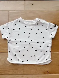 データテート　水玉半袖Tシャツ　80　白黒水玉のサムネイル