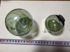 J*0様 漁具　浮き玉　黄色渦のガラス球2個セット