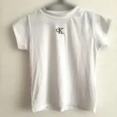 カルバンクライン　レディース　ckロゴ刺繍デザイン　リブTシャツ　ホワイト　M