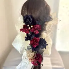 赤と黒の髪飾り　金箔付き　卒業式　袴